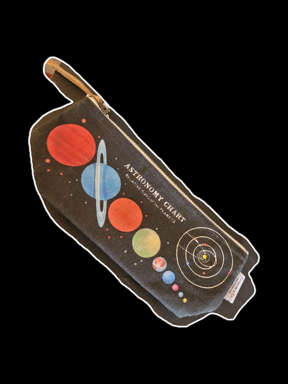 NEW.Astronomy Chart Planet Pencil Case - Black with Colorful Planet Print